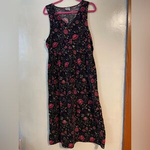 VTG Bobbie brooks velvet floral maxi dress size L cotton y2k sleeveless fairy